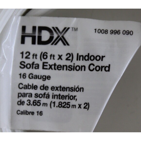 HDX Twin Indoor Sofa Extension Cord 6 FT Each Side Split 16 AWG - Picture 2 of 3